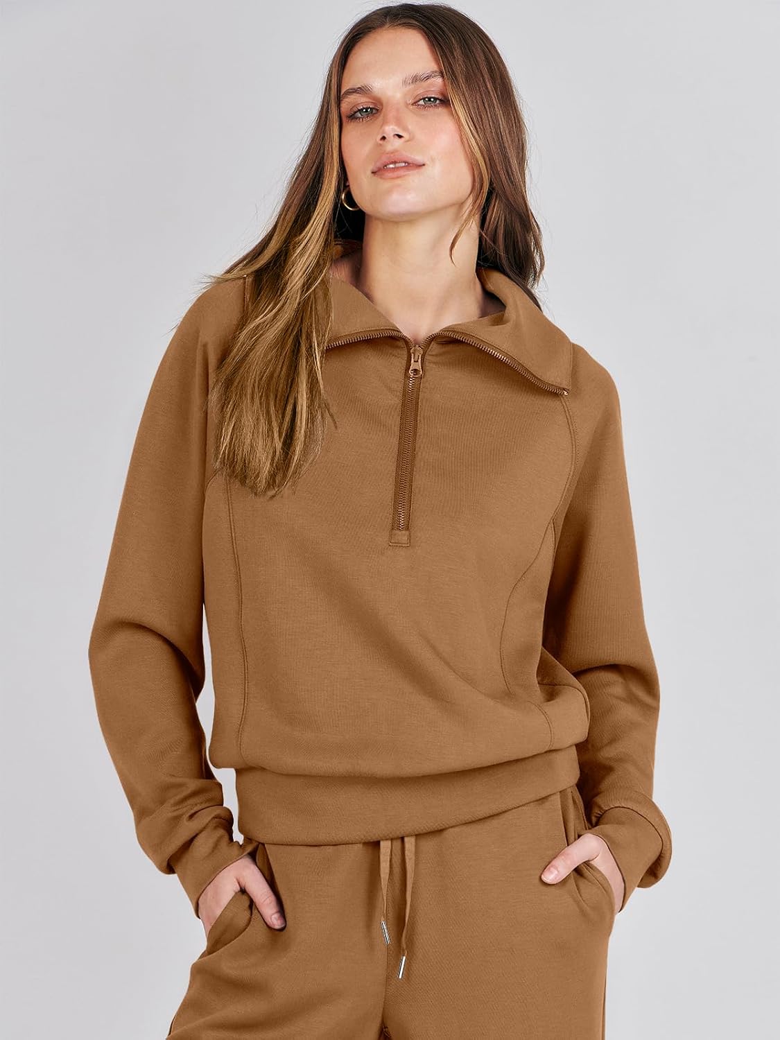 ANRABESS Women 2 Piece Outfits Sweatsuit Oversized Sweatshirt Sweatpants Tracksuit Sweat Lounge Matching Set 2024 Fall Trendy