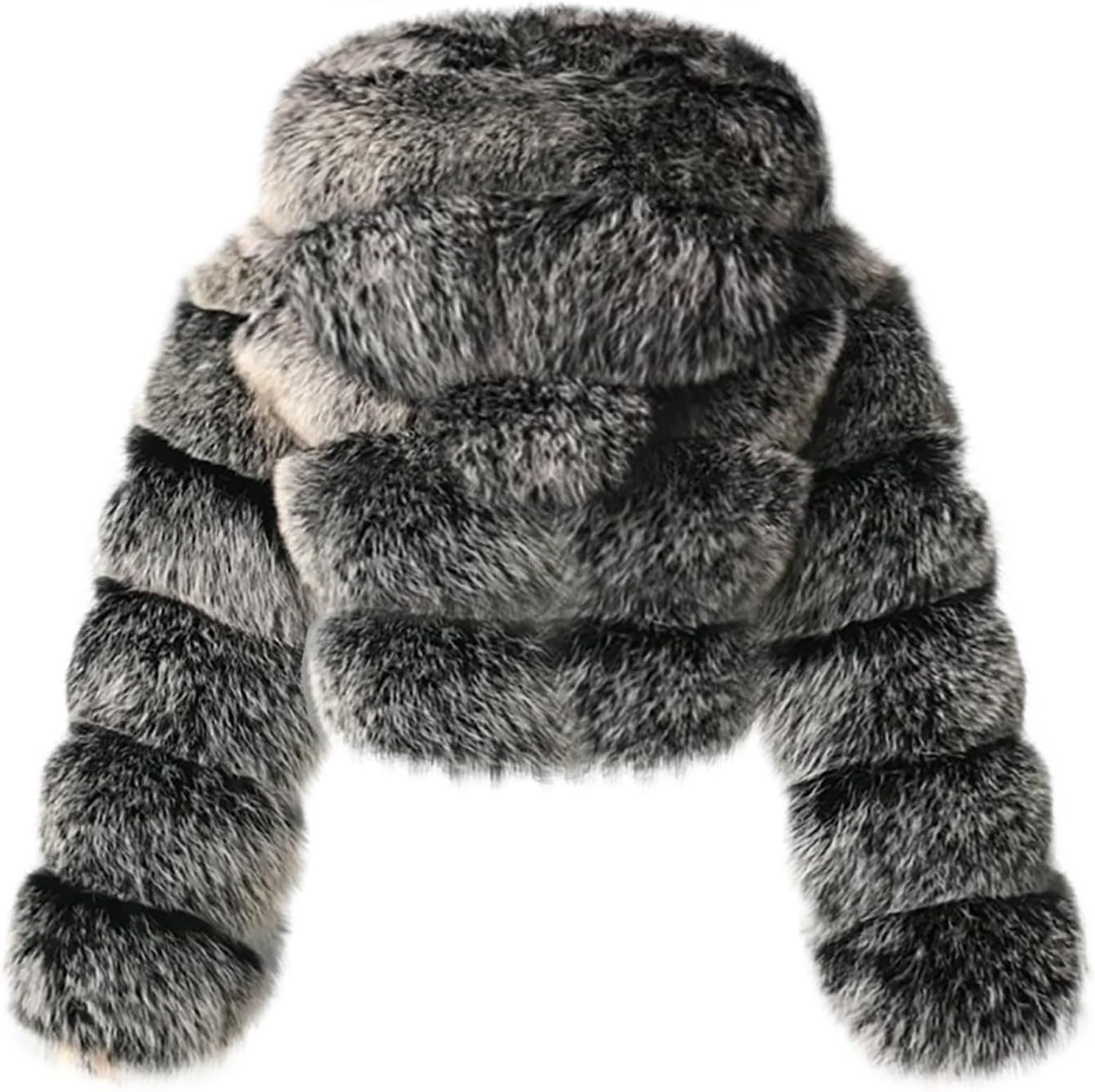 Women's Crop Fur Coat Plain Faux Fur Quilted Jacket Thick Warm Winter Jacket Teenager Girls Fur Jacket Zip Up Jacket Coat Faux Fur Jacket Long Sleeve Winter Coat Cuddly Jacket Winter Fur Coat