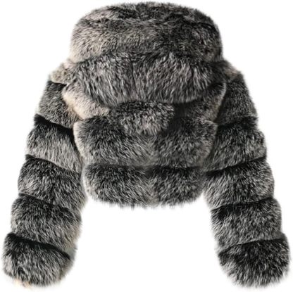Women's Crop Fur Coat Plain Faux Fur Quilted Jacket Thick Warm Winter Jacket Teenager Girls Fur Jacket Zip Up Jacket Coat Faux Fur Jacket Long Sleeve Winter Coat Cuddly Jacket Winter Fur Coat