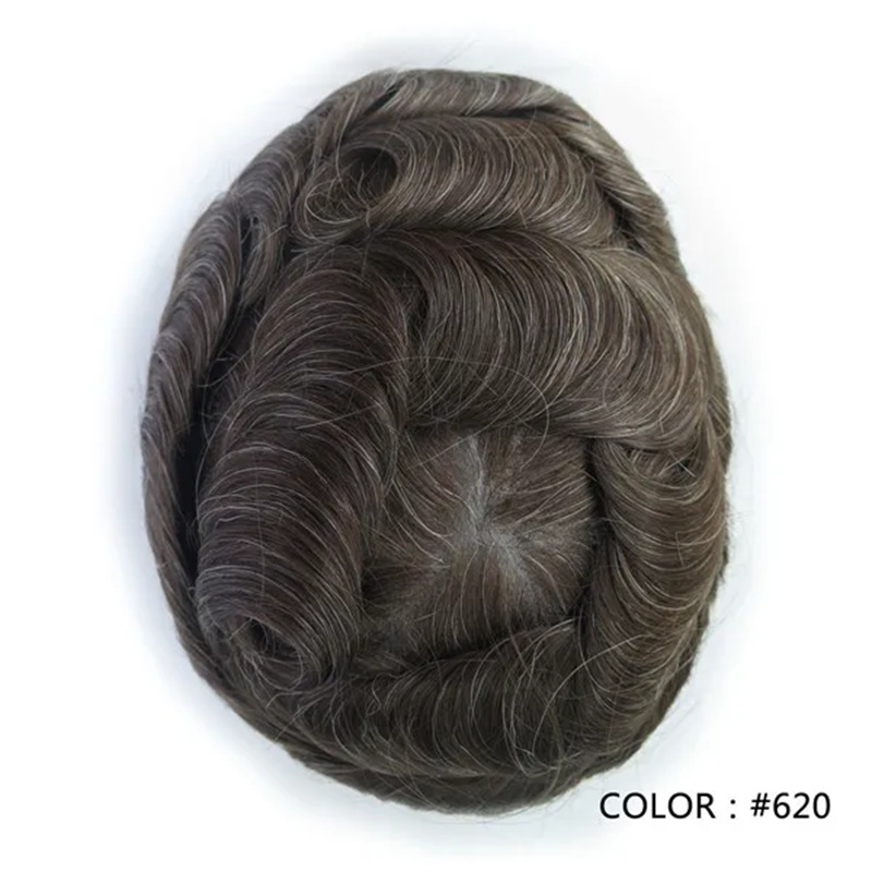 Swiss Lace Hairpieces Brethable Durable Lace Bleached Knots Super Soft Mens Wig