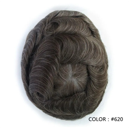 Swiss Lace Hairpieces Brethable Durable Lace Bleached Knots Super Soft Mens Wig