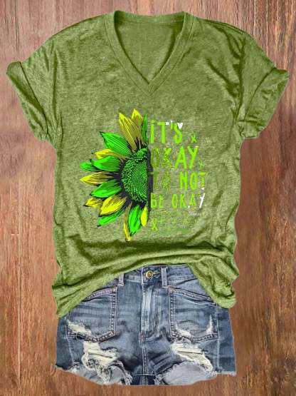 Women's It's Okay To Not Be Okay Print Casual T-Shirt