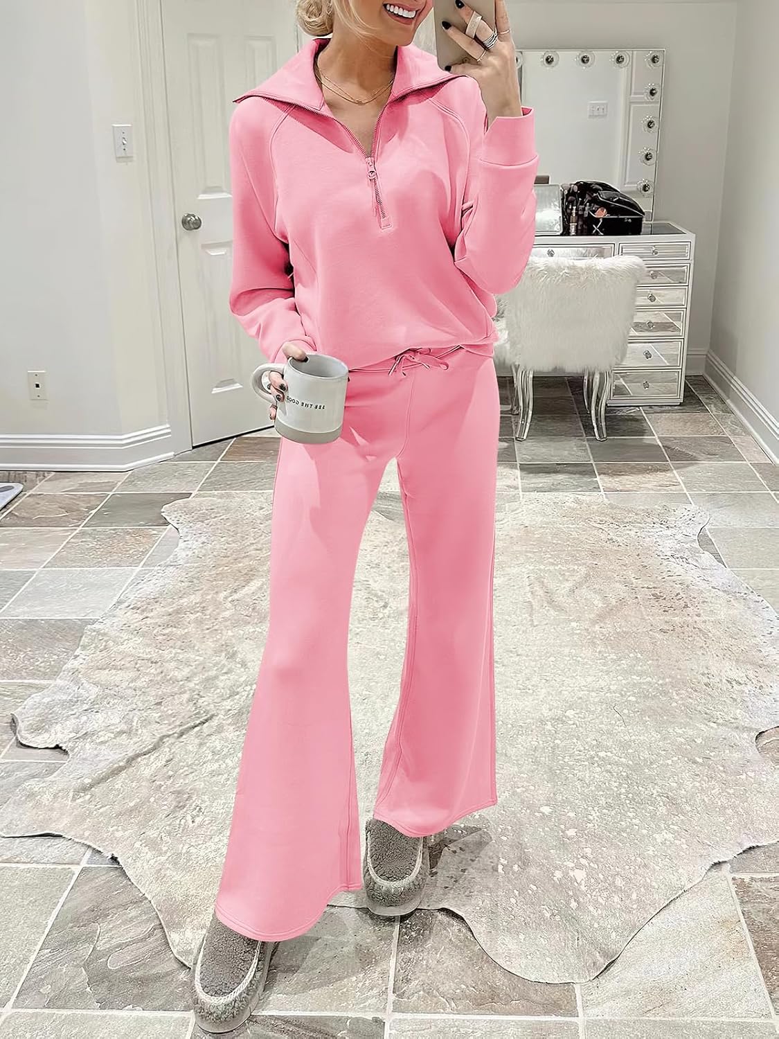 ANRABESS Women 2 Piece Outfits Sweatsuit Oversized Sweatshirt Sweatpants Tracksuit Sweat Lounge Matching Set 2024 Fall Trendy