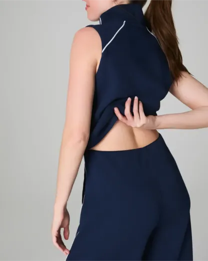 Modal Pique Sleeveless Mockneck Jumpsuit (Buy 2 Free Shipping)