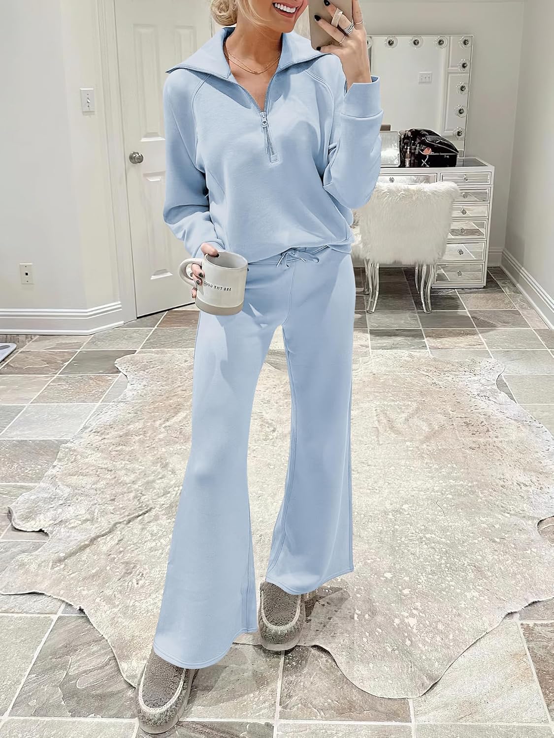 ANRABESS Women 2 Piece Outfits Sweatsuit Oversized Sweatshirt Sweatpants Tracksuit Sweat Lounge Matching Set 2024 Fall Trendy
