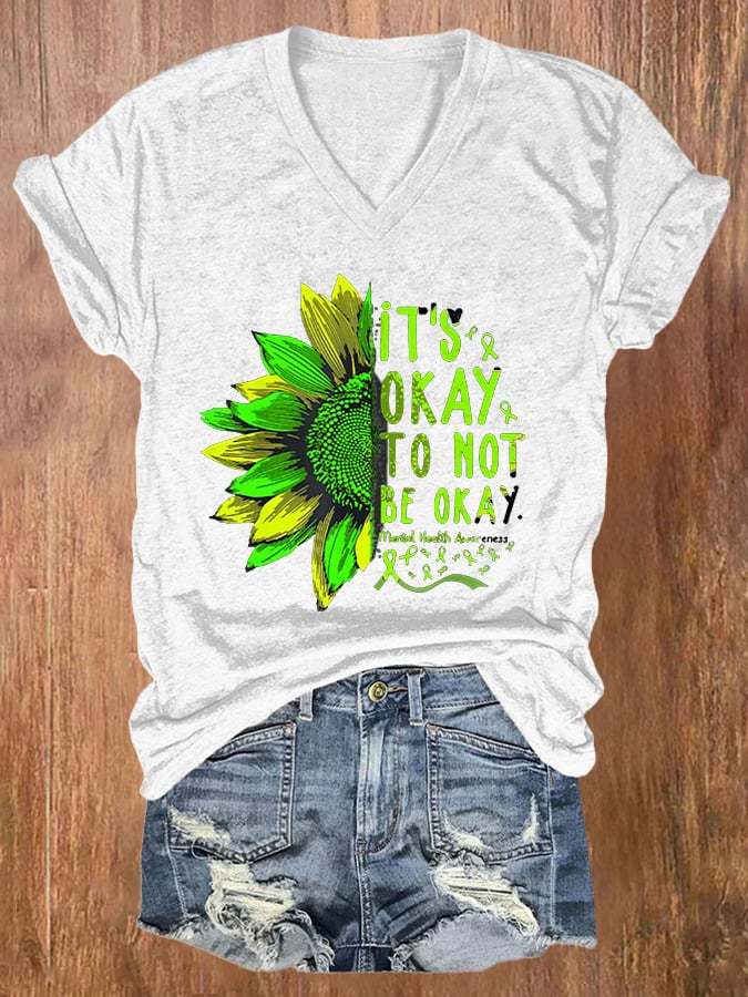 Women's It's Okay To Not Be Okay Print Casual T-Shirt