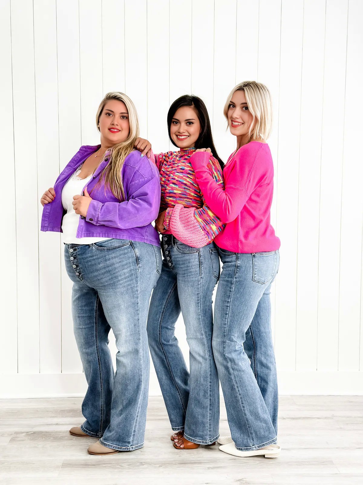 Mid Rise Button Fly Bootcut Jeans (Buy 2 Free Shipping)