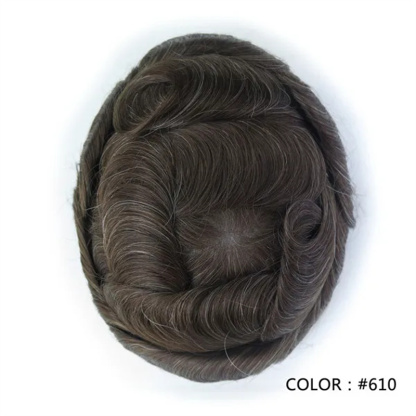 Swiss Lace Hairpieces Brethable Durable Lace Bleached Knots Super Soft Mens Wig