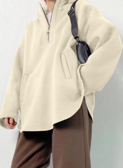 Women's Oversized Long Sleeve Half Zip Hoodie
