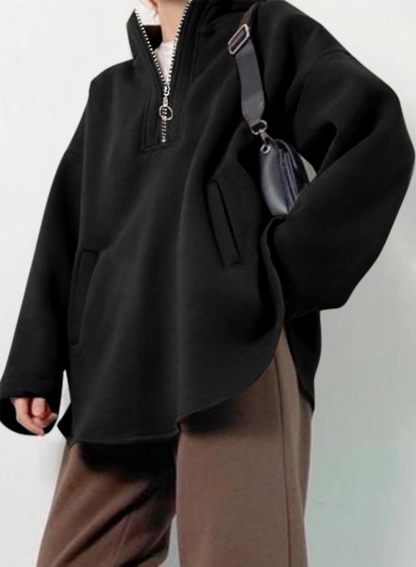 Women's Oversized Long Sleeve Half Zip Hoodie