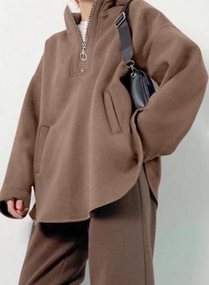 Women's Oversized Long Sleeve Half Zip Hoodie