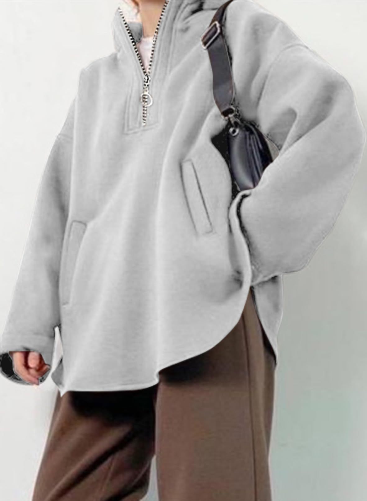 Women's Oversized Long Sleeve Half Zip Hoodie