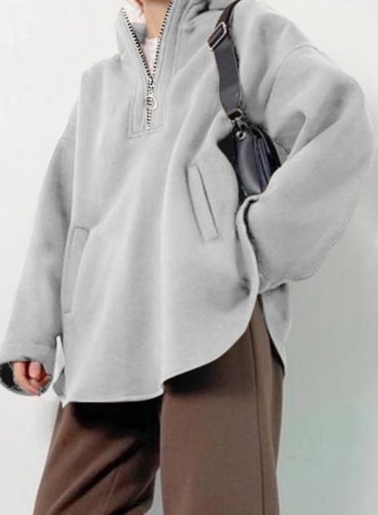 Women's Oversized Long Sleeve Half Zip Hoodie