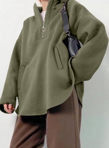 Women's Oversized Long Sleeve Half Zip Hoodie