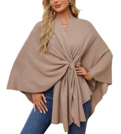 🎁LAST DAY 49% OFF-Elegant Shawl Wraps Soft Open Front Poncho Sweater