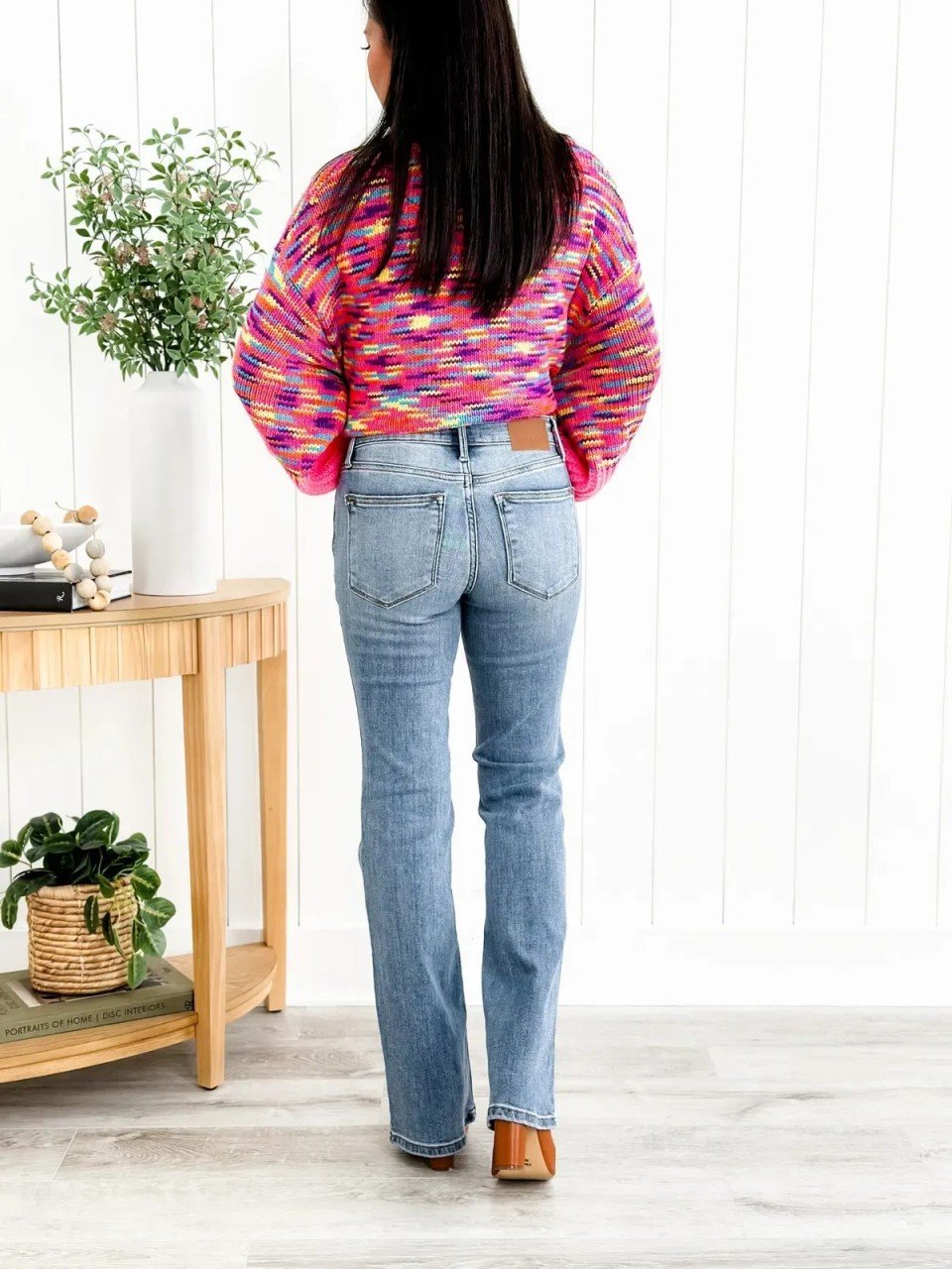 Mid Rise Button Fly Bootcut Jeans (Buy 2 Free Shipping)