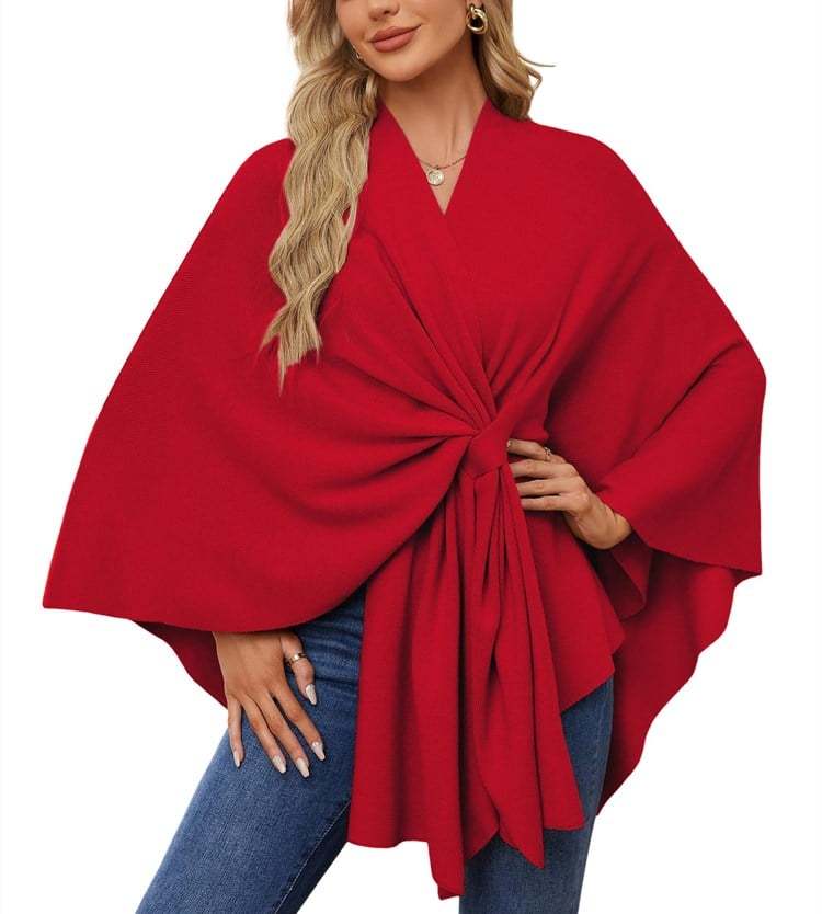 🎁LAST DAY 49% OFF-Elegant Shawl Wraps Soft Open Front Poncho Sweater