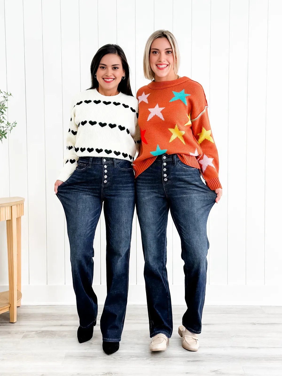 Mid Rise Button Fly Bootcut Jeans (Buy 2 Free Shipping)
