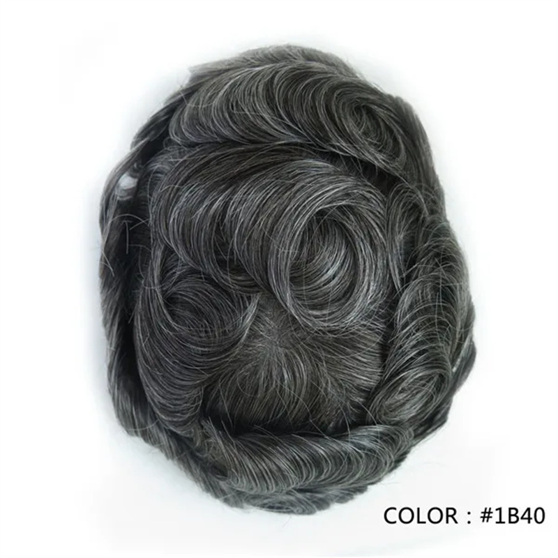 Swiss Lace Hairpieces Brethable Durable Lace Bleached Knots Super Soft Mens Wig