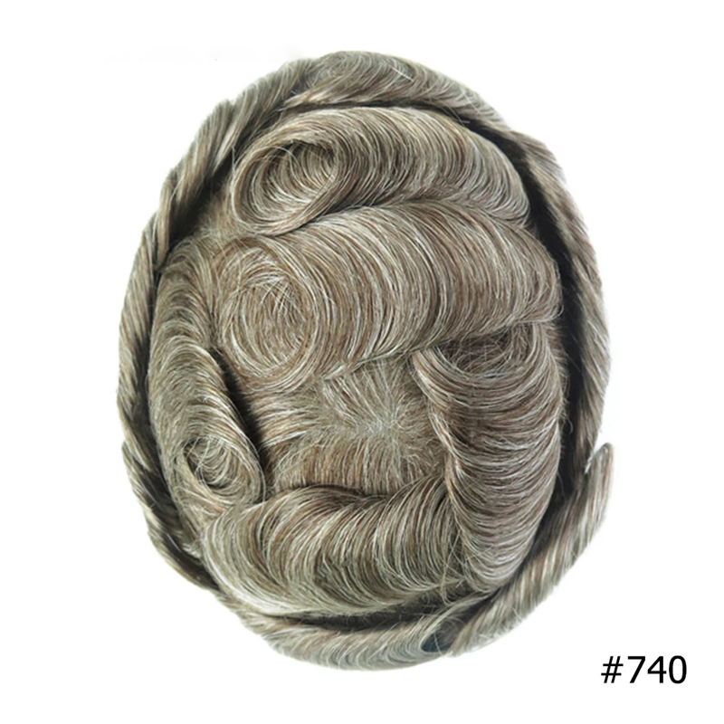 Swiss Lace Hairpieces Brethable Durable Lace Bleached Knots Super Soft Mens Wig