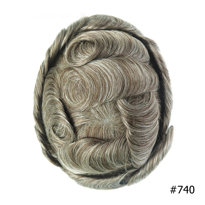 Swiss Lace Hairpieces Brethable Durable Lace Bleached Knots Super Soft Mens Wig