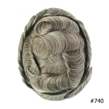 Swiss Lace Hairpieces Brethable Durable Lace Bleached Knots Super Soft Mens Wig