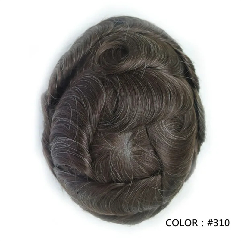 Swiss Lace Hairpieces Brethable Durable Lace Bleached Knots Super Soft Mens Wig