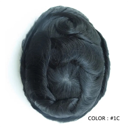 Swiss Lace Hairpieces Brethable Durable Lace Bleached Knots Super Soft Mens Wig