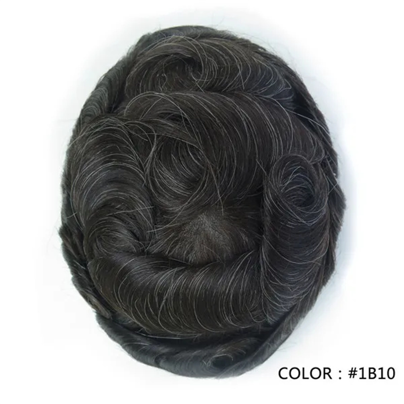 Swiss Lace Hairpieces Brethable Durable Lace Bleached Knots Super Soft Mens Wig