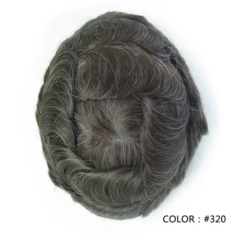 Swiss Lace Hairpieces Brethable Durable Lace Bleached Knots Super Soft Mens Wig