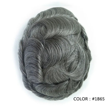 Swiss Lace Hairpieces Brethable Durable Lace Bleached Knots Super Soft Mens Wig