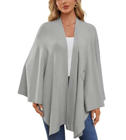 🎁LAST DAY 49% OFF-Elegant Shawl Wraps Soft Open Front Poncho Sweater