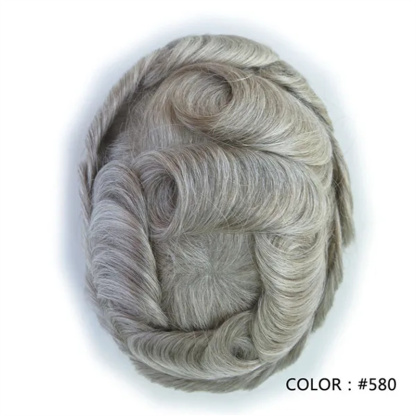 Swiss Lace Hairpieces Brethable Durable Lace Bleached Knots Super Soft Mens Wig