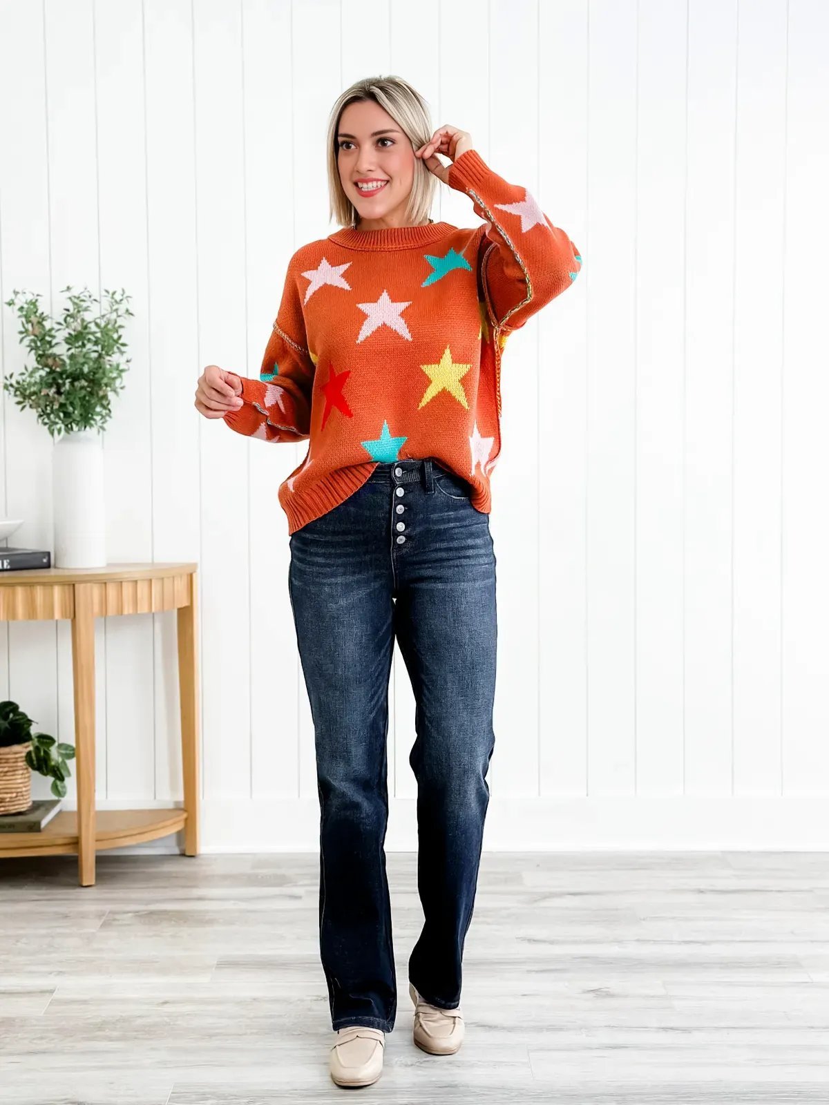 Mid Rise Button Fly Bootcut Jeans (Buy 2 Free Shipping)