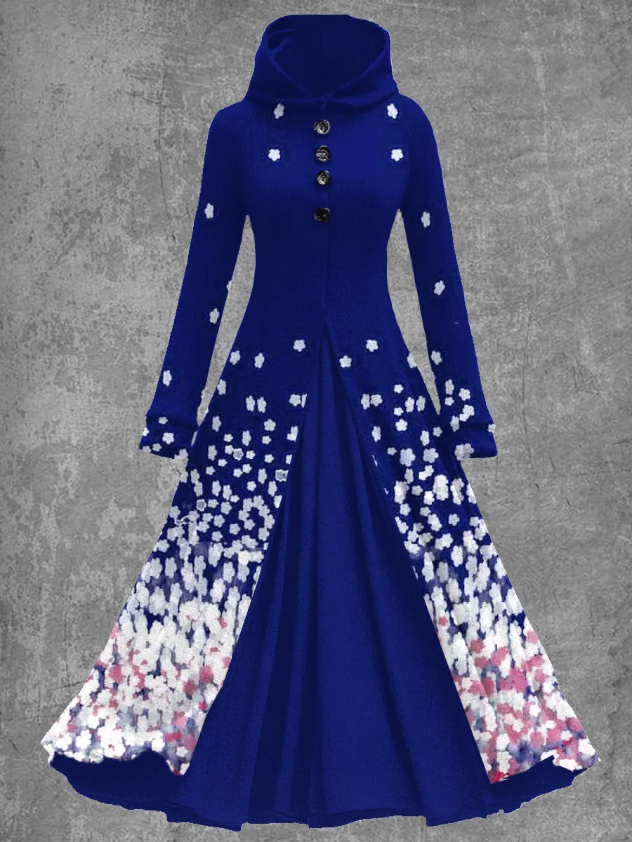 Art Print Vintage Elegant Long Sleeve Maxi Dress