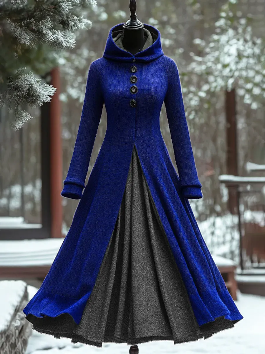 Art Print Vintage Elegant Long Sleeve Maxi Dress
