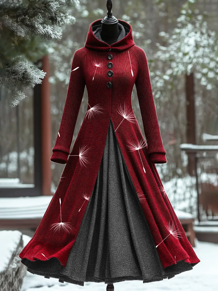 Art Print Vintage Elegant Long Sleeve Maxi Dress