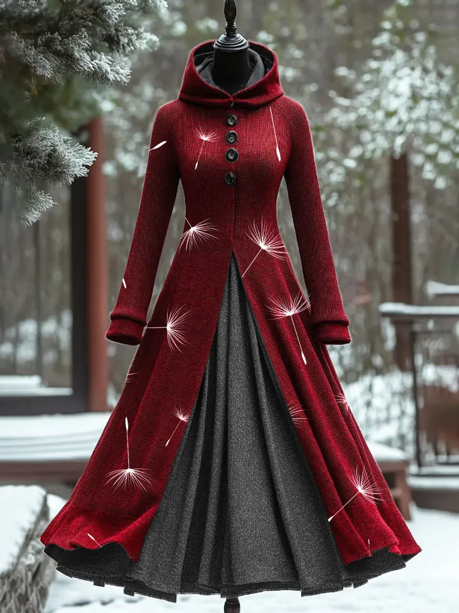 Art Print Vintage Elegant Long Sleeve Maxi Dress