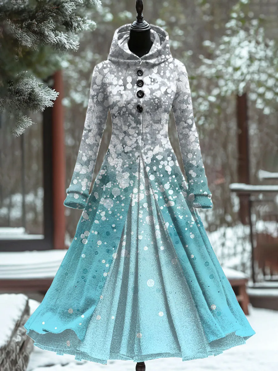 Art Print Vintage Elegant Long Sleeve Maxi Dress
