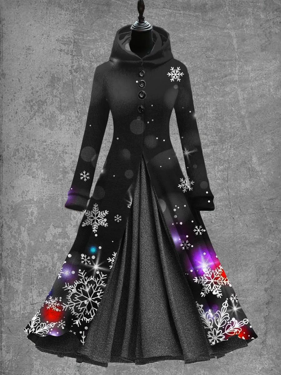 Art Print Vintage Elegant Long Sleeve Maxi Dress