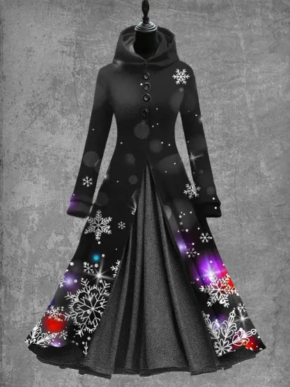 Art Print Vintage Elegant Long Sleeve Maxi Dress