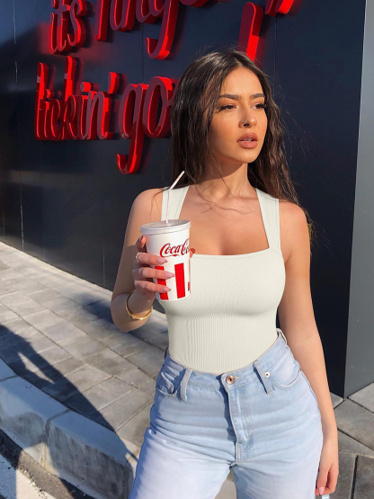 Ribbed 1pc Sleeveless Bodysuit