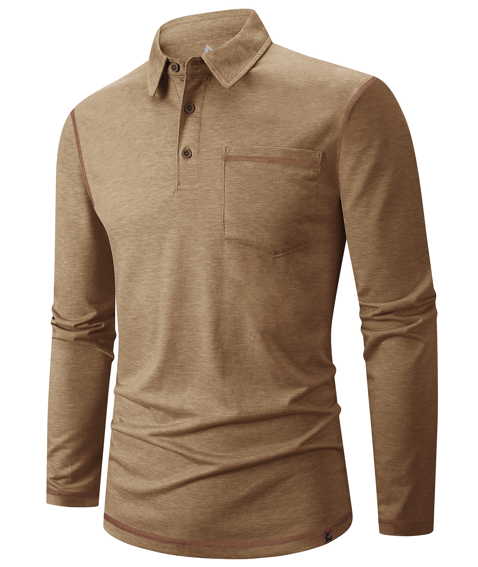 ZITY Men's Button Up Moisture Wicking Long Sleeve Polo Shirt-CUMLP06131