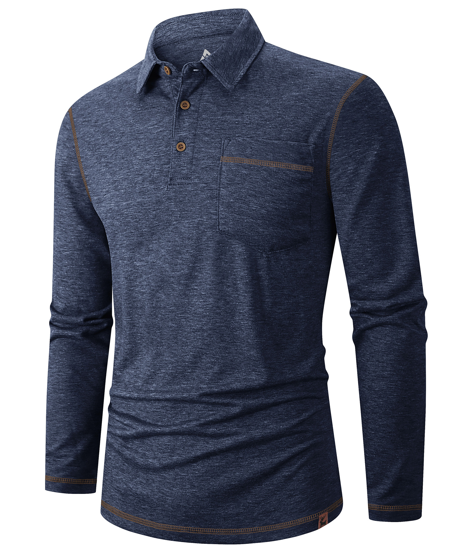 ZITY Men's Button Up Moisture Wicking Long Sleeve Polo Shirt-CUMLP06131