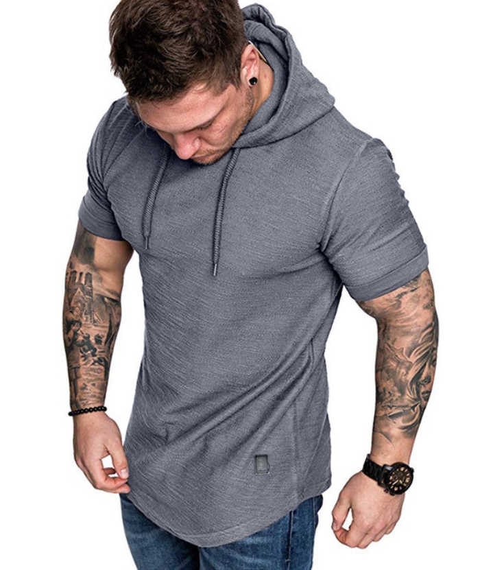 ZITY Men's Solid Color Slim Fit Short Sleeves Hoodie-ZPK007355|Zitysports
