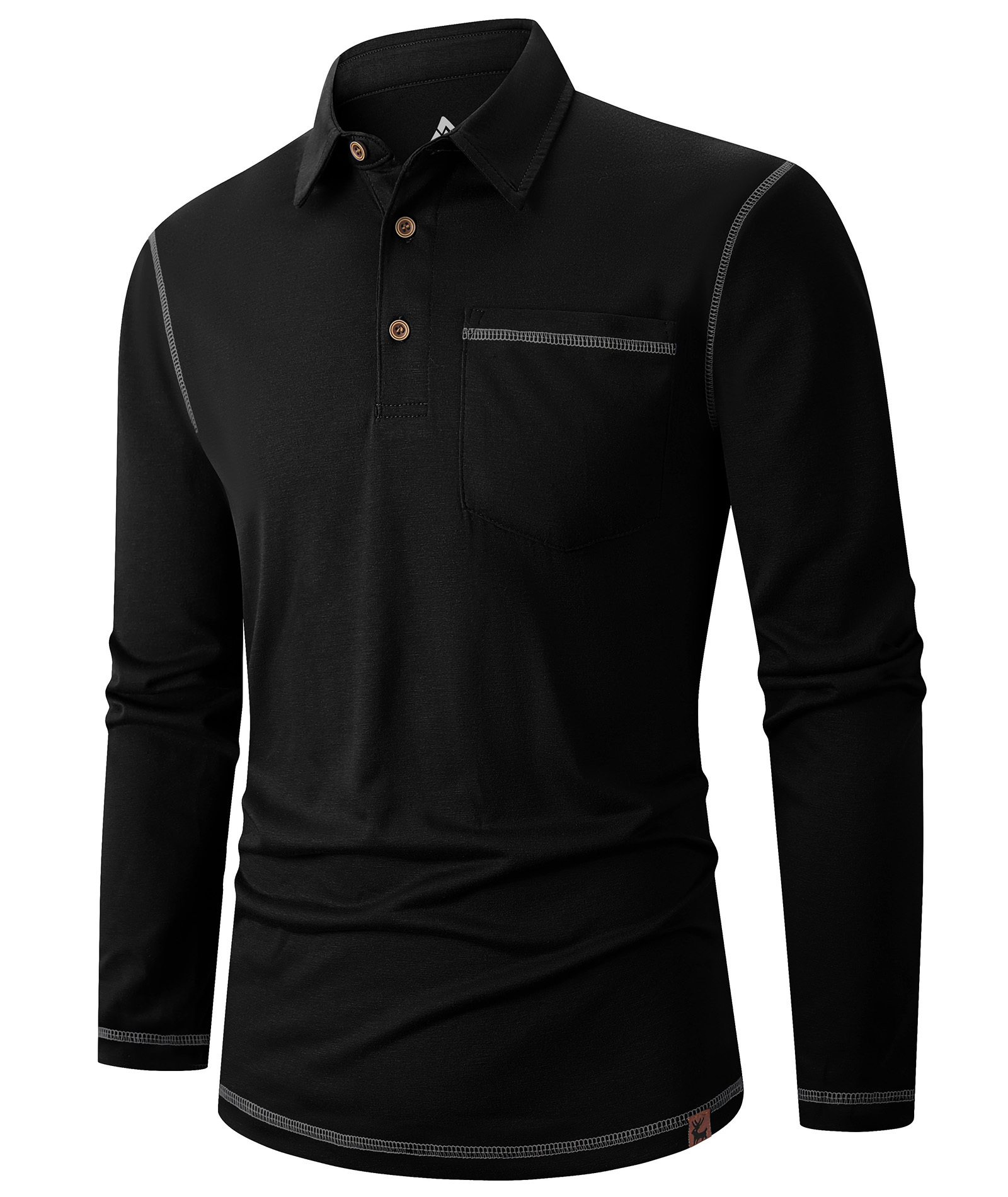 ZITY Men's Button Up Moisture Wicking Long Sleeve Polo Shirt-CUMLP06131