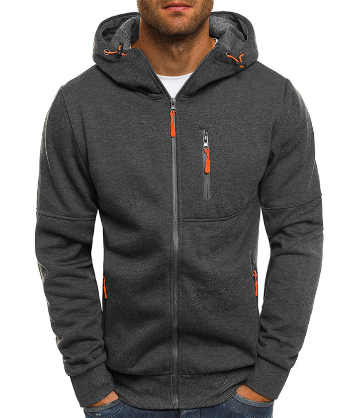 ZITY Men's Hooded Jacket Solid Color Casual Winter Outdoor Hoodie-DUMFH04783 | Zitysports