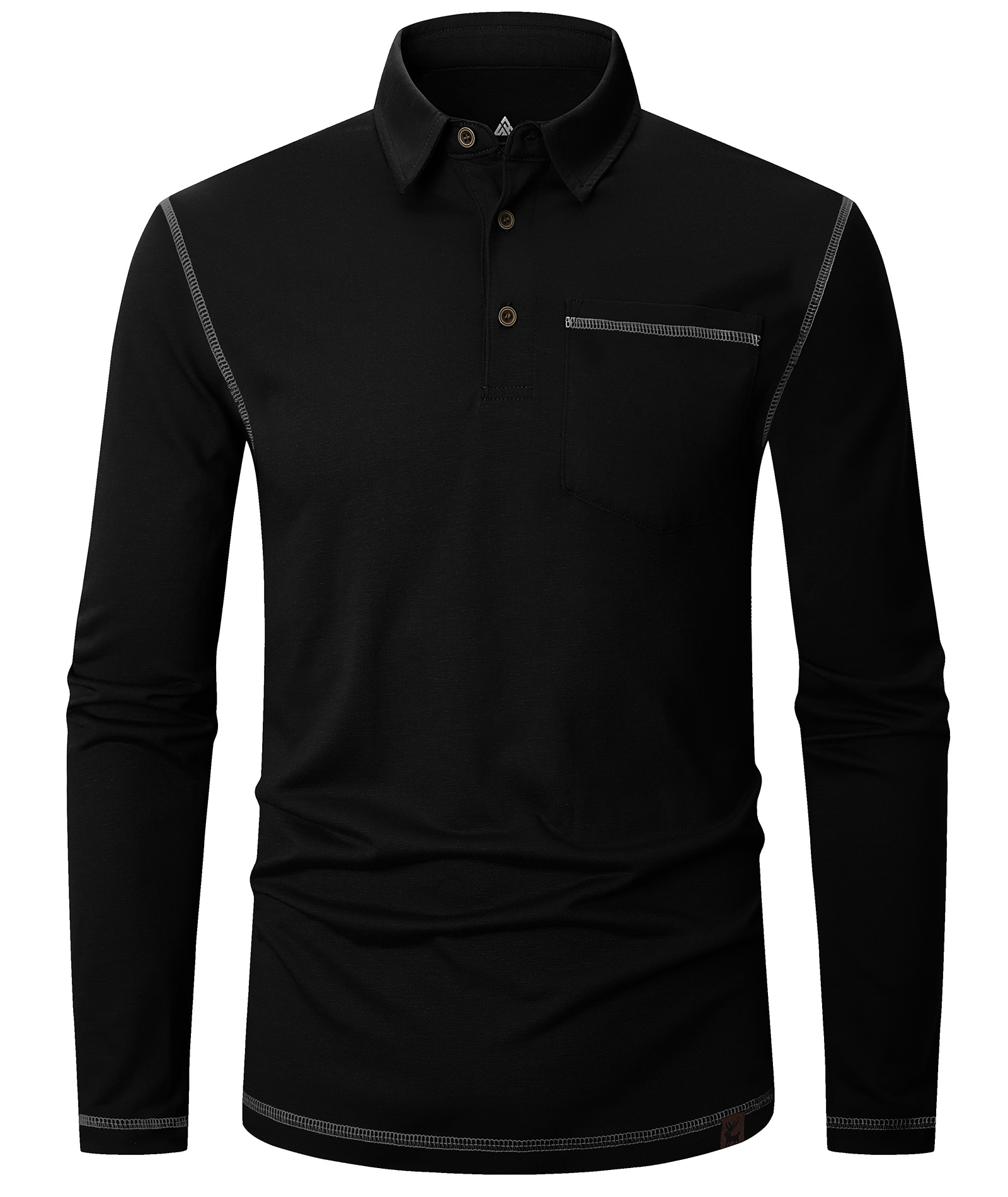 ZITY Men's Button Up Moisture Wicking Long Sleeve Polo Shirt-CUMLP06131