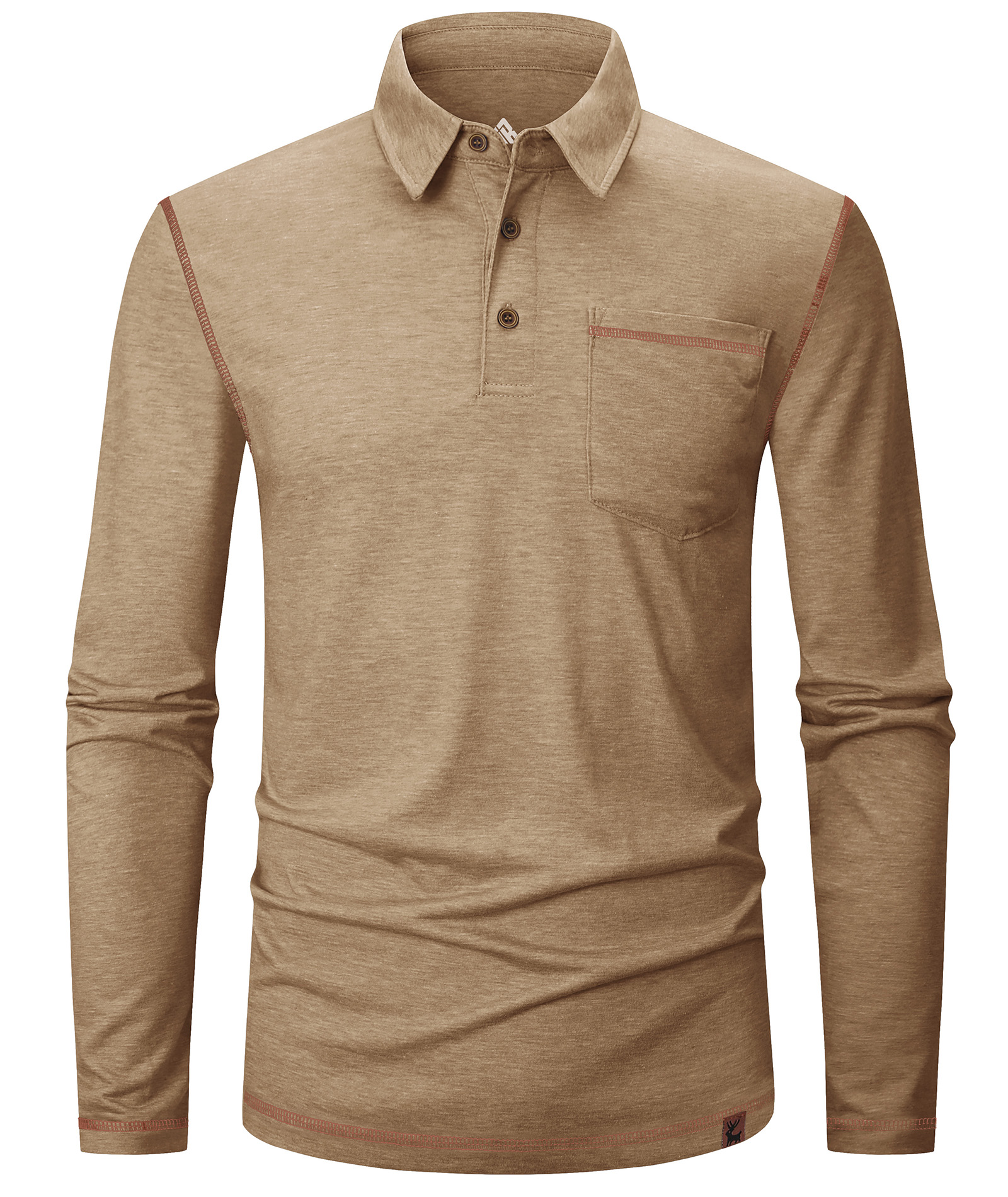 ZITY Men's Button Up Moisture Wicking Long Sleeve Polo Shirt-CUMLP06131