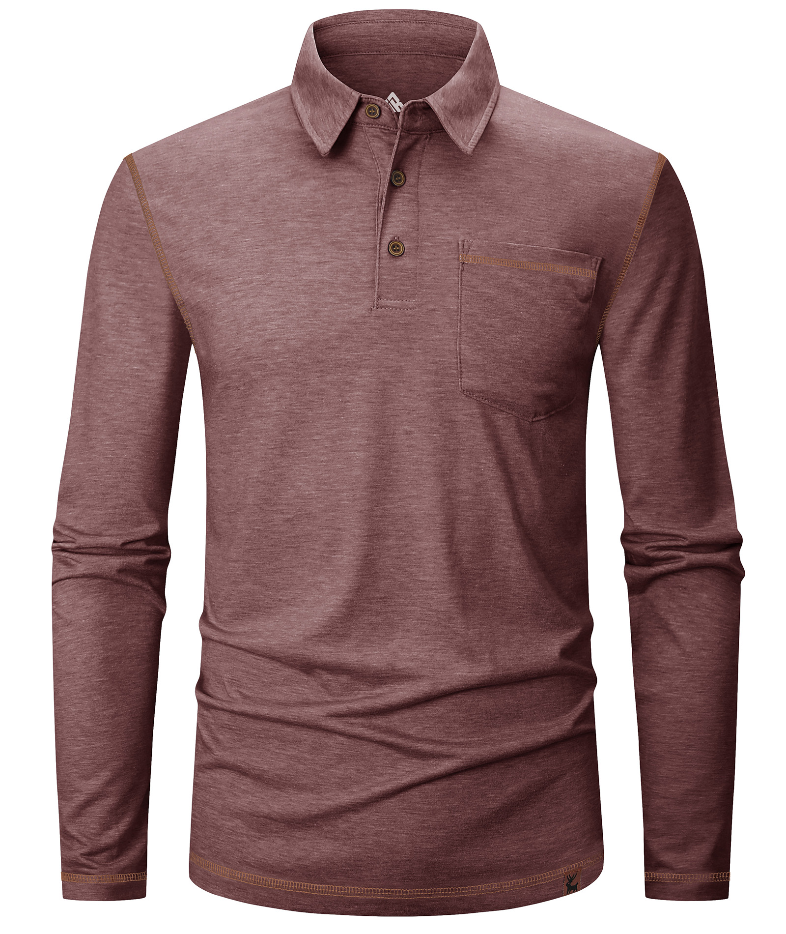 ZITY Men's Button Up Moisture Wicking Long Sleeve Polo Shirt-CUMLP06131